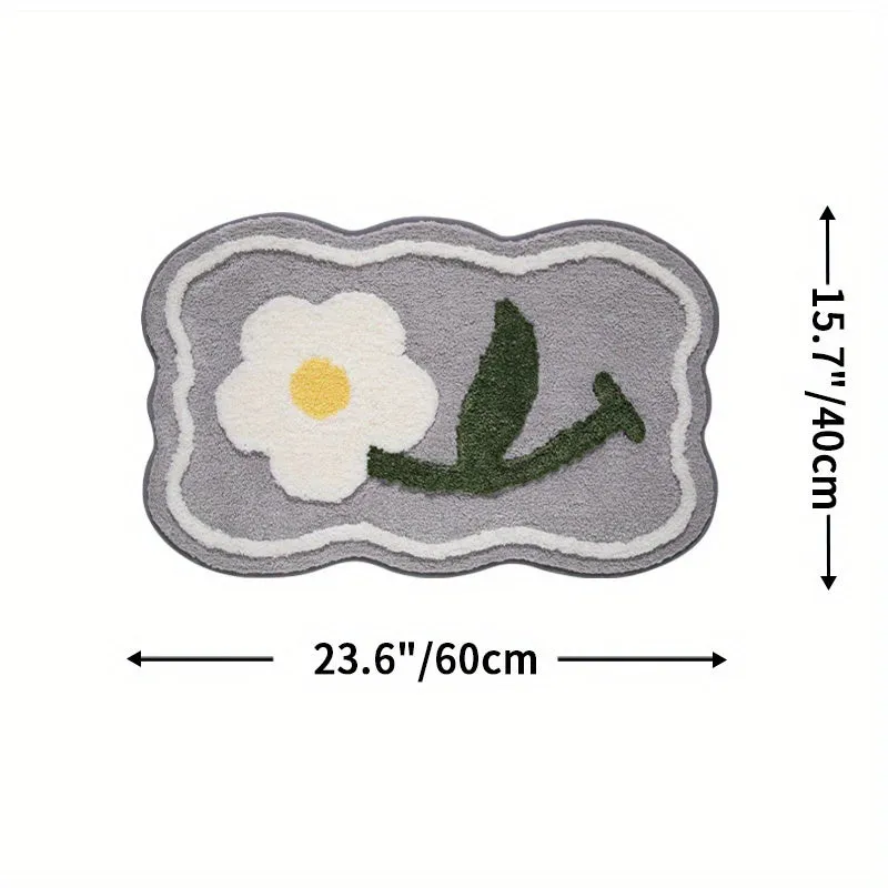 Flower Bath Mat Absorbent Nonslip Stylish Home Decor