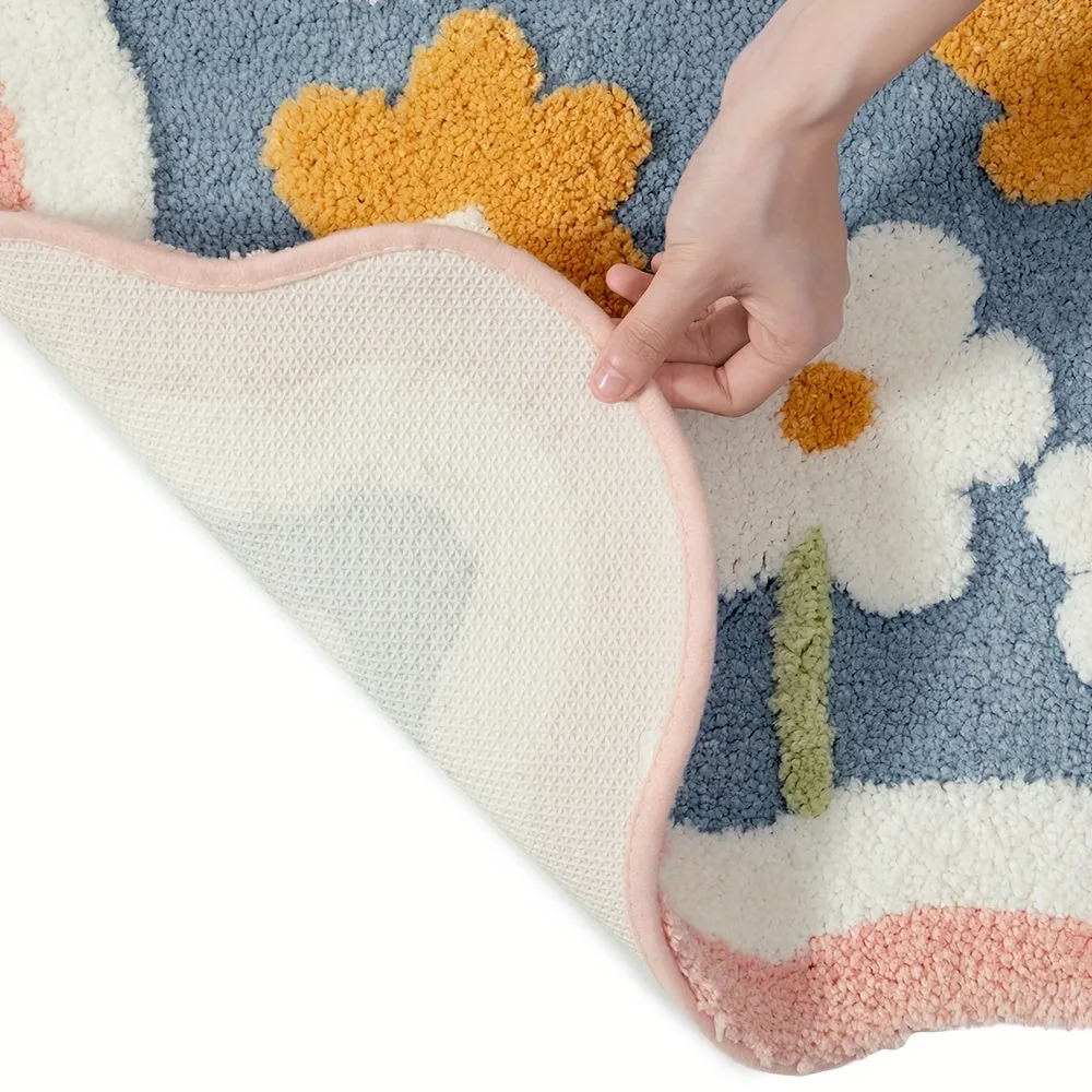 Flower Bath Mat Absorbent Nonslip Stylish Home Decor