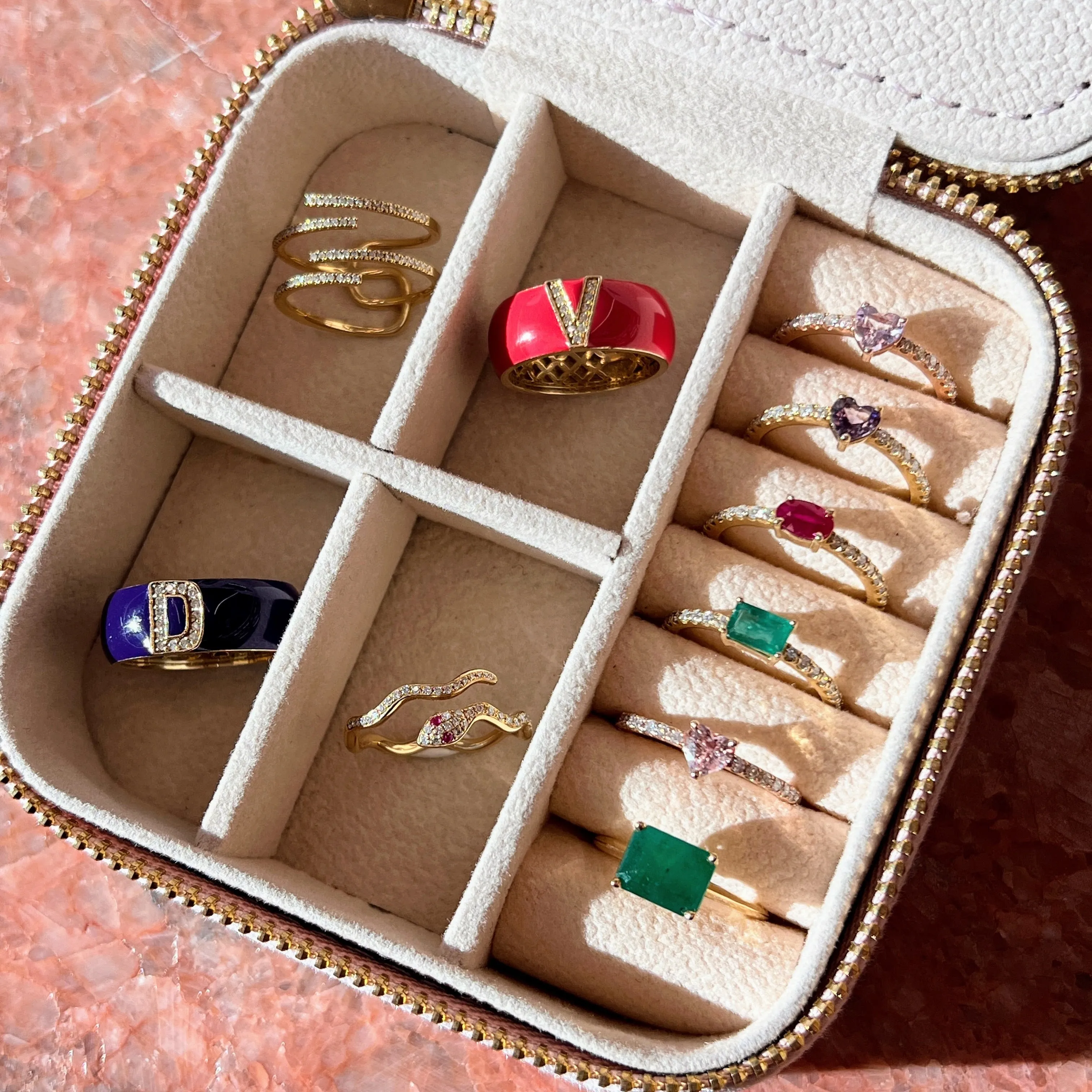 Four Half Rows Open Diamond Ring