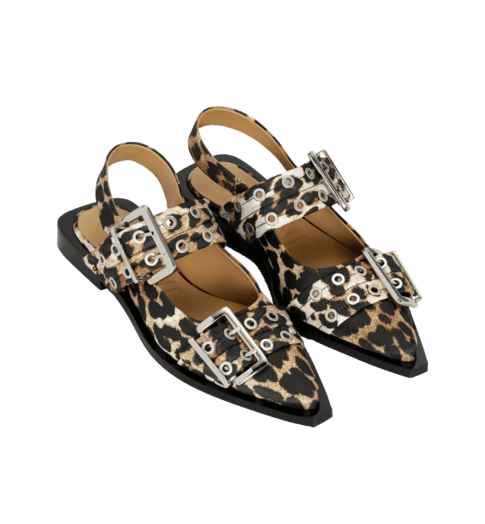 GANNI Buckle Leopard Ballerina