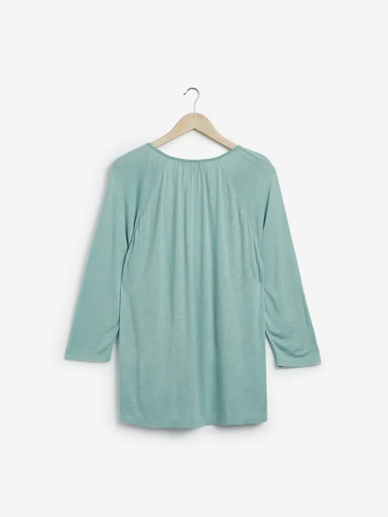 Gia Curves Sage Green Floral Top