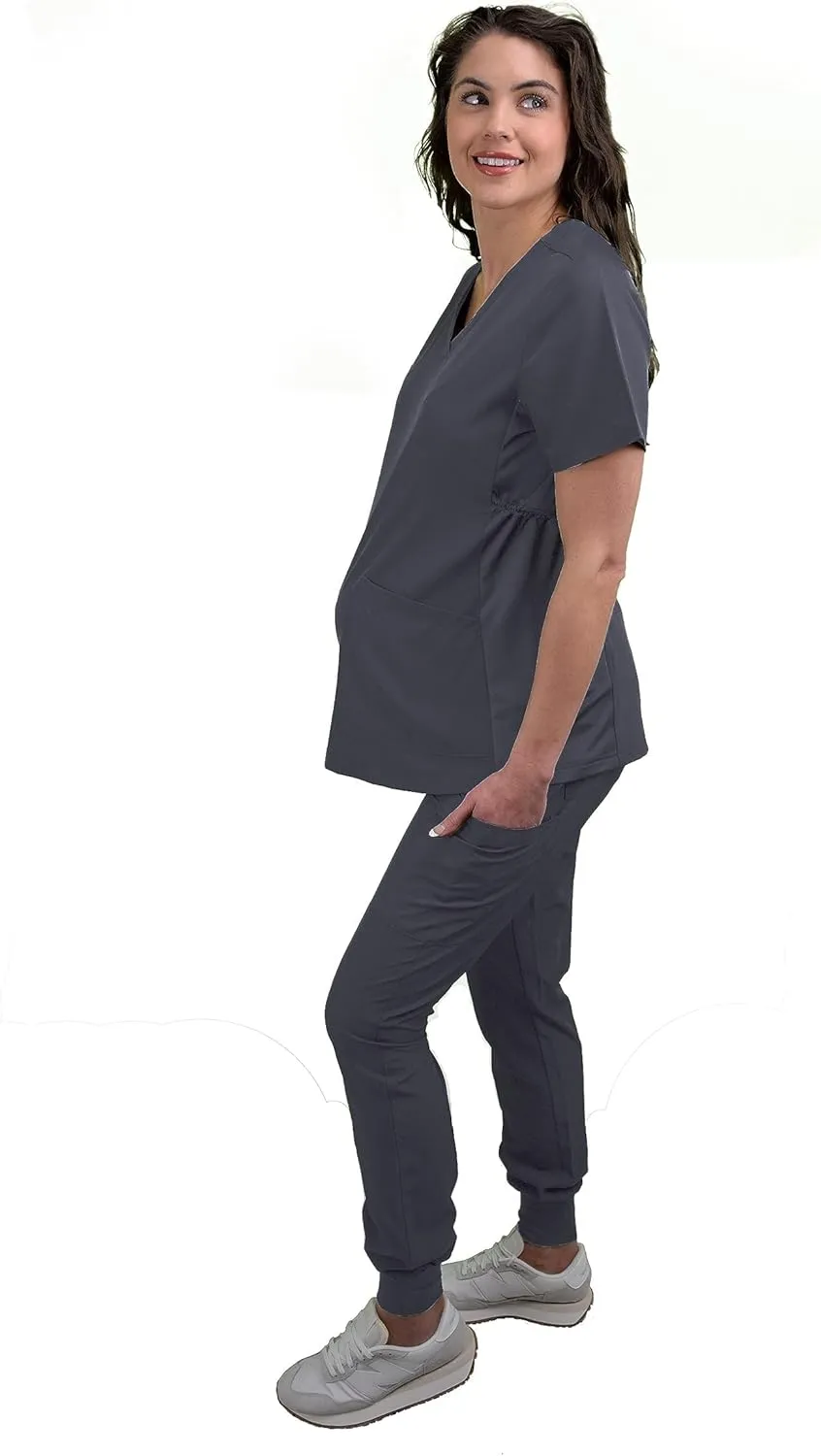 Green Town Scrubs for Women - Maternity V-Neck Scrub Top, 2 Pockets, Lightweight, Stretch Fabric, Easy Care