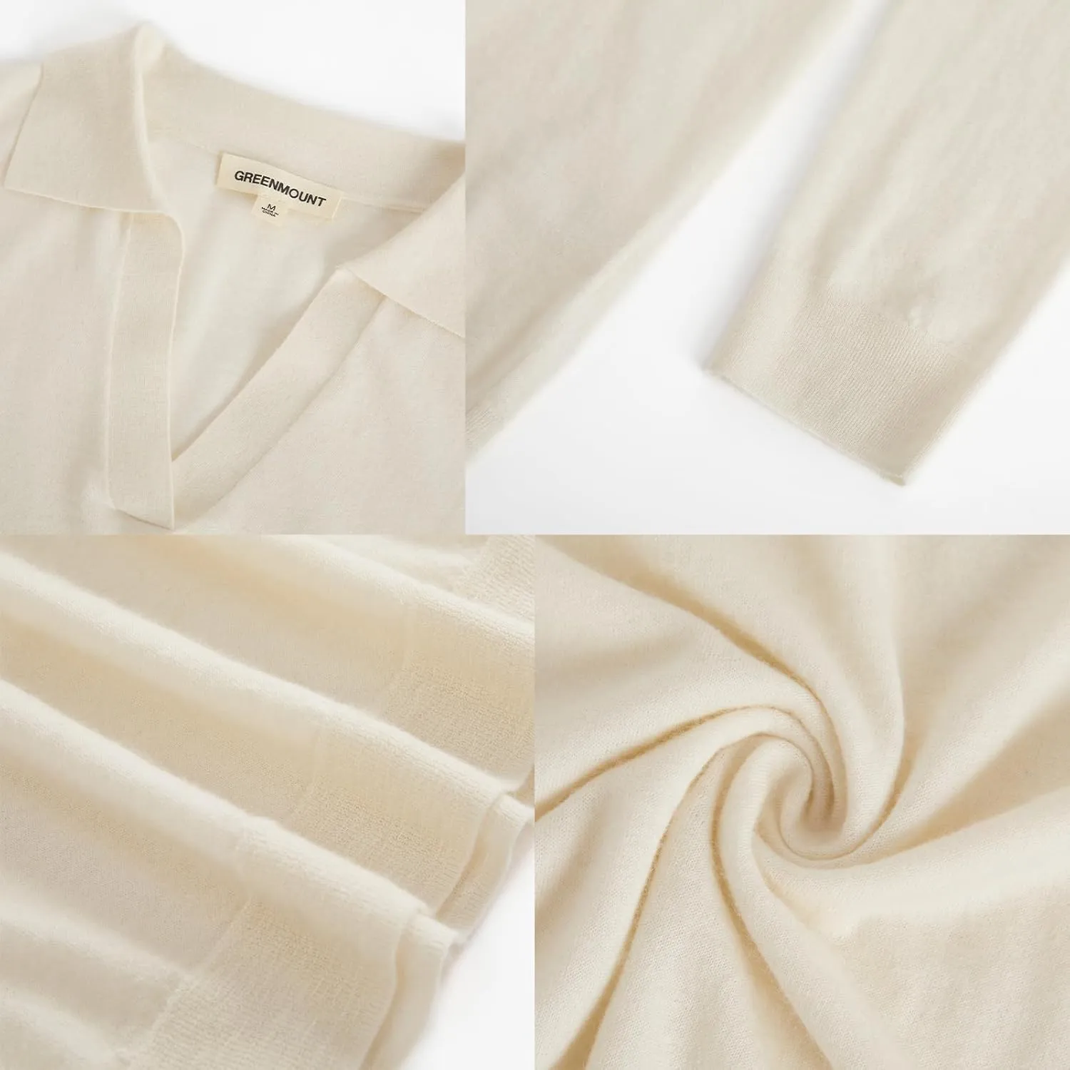GreenMount Womens Super Lightweight Worsted Deep V-Polo Cashmere Sweater Pullover for Spring and Summer Keep 37.5 Warm