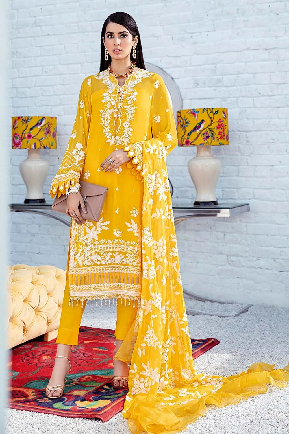 Gul Ahmed Summer Premium Lawn 2021 · 3PC Unstitched Chiffon Embroidered Suit LE-31