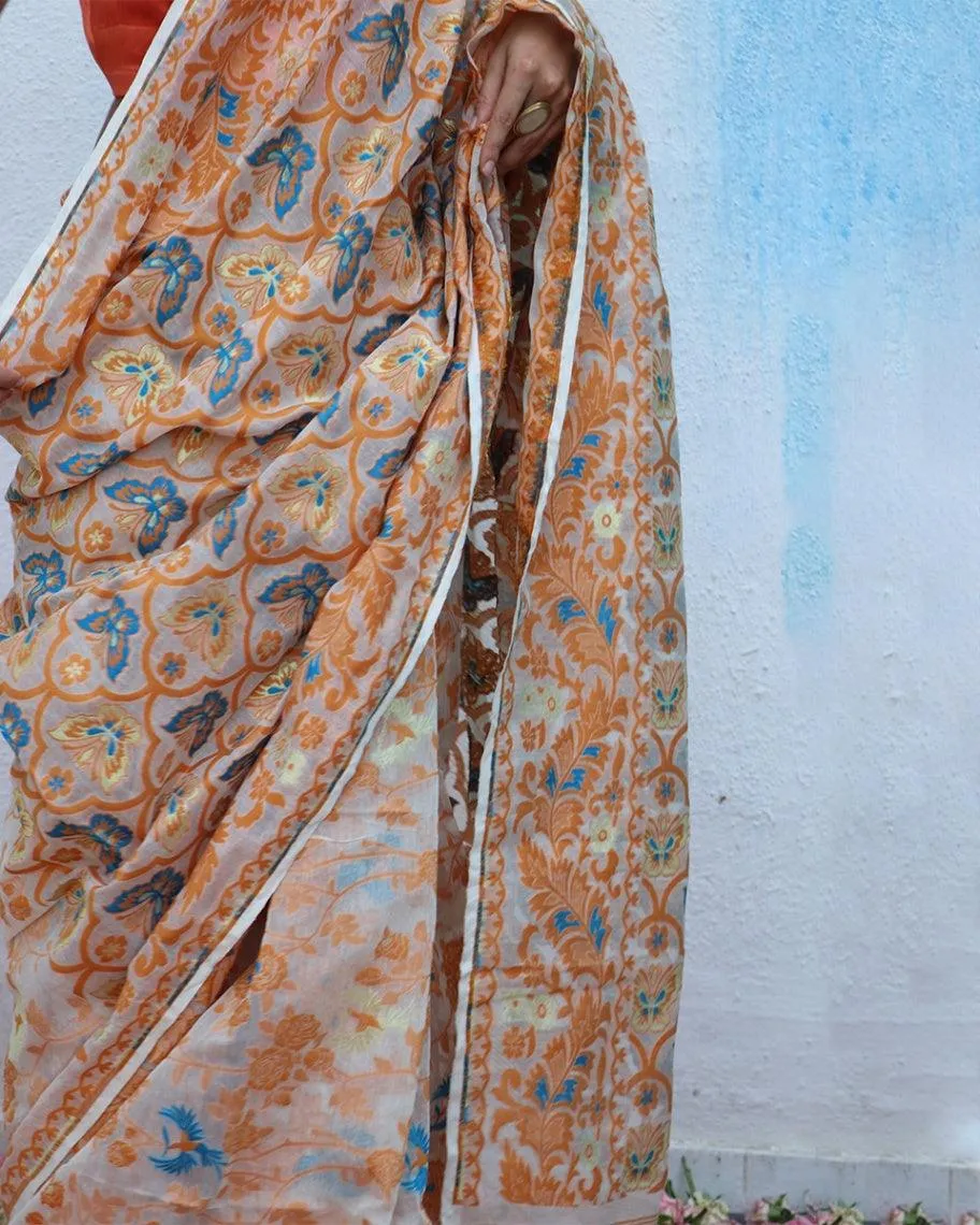 Gul-E-Ashrafi Handwoven Jamdani Pure Linen Saree