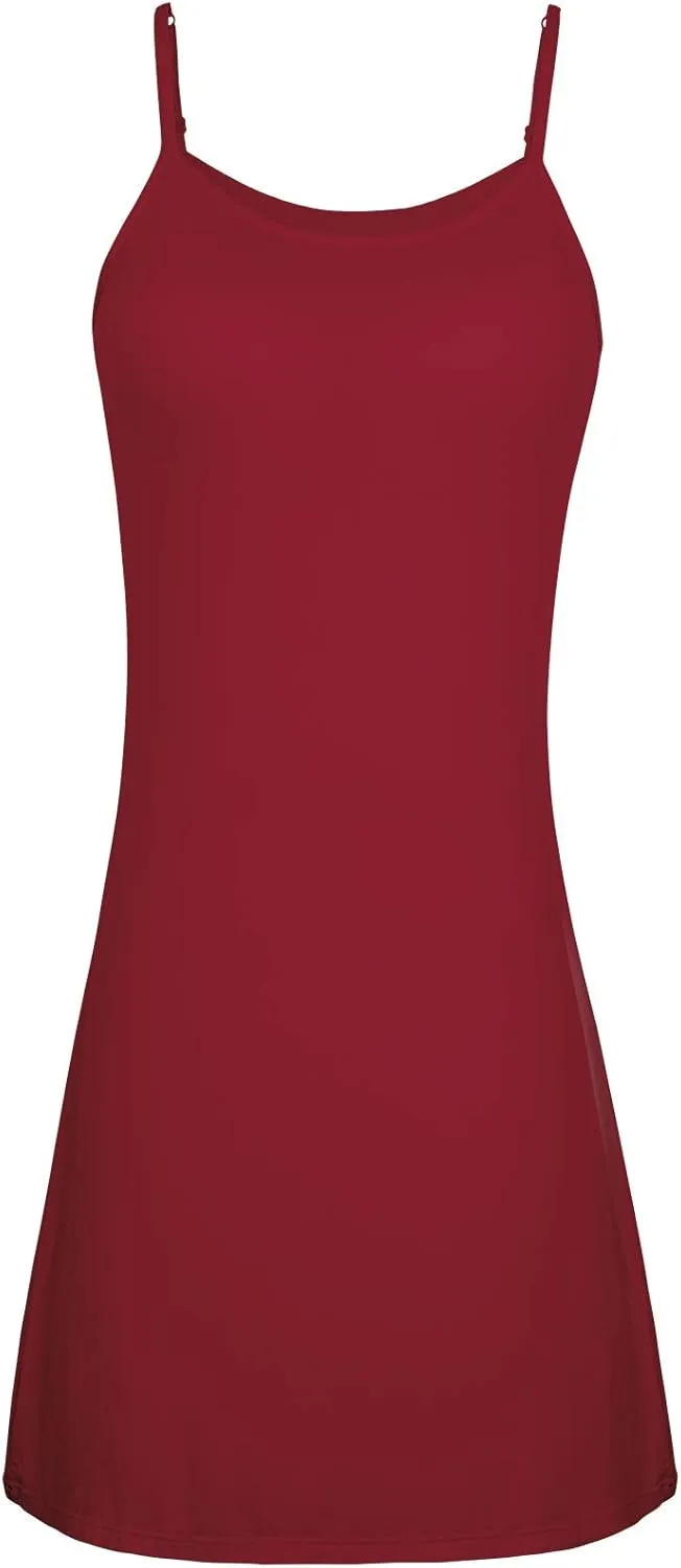H HIAMIGOS Nightgowns for Women with Built in Bra Slip Dress Sleepwear Sleeveless Nightdress Full Slips