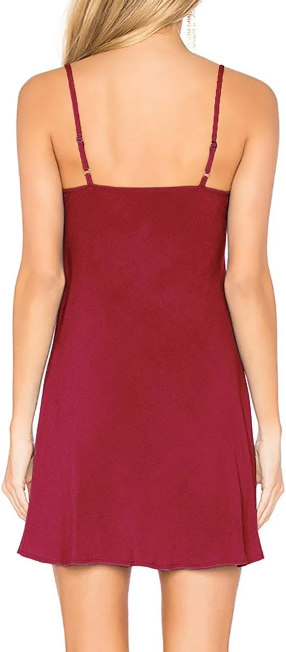 H HIAMIGOS Nightgowns for Women with Built in Bra Slip Dress Sleepwear Sleeveless Nightdress Full Slips