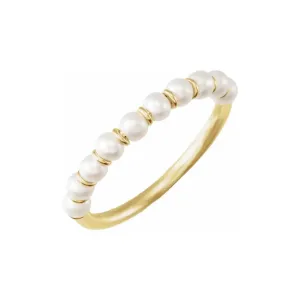 Half Pearl Strand Gold Ring
