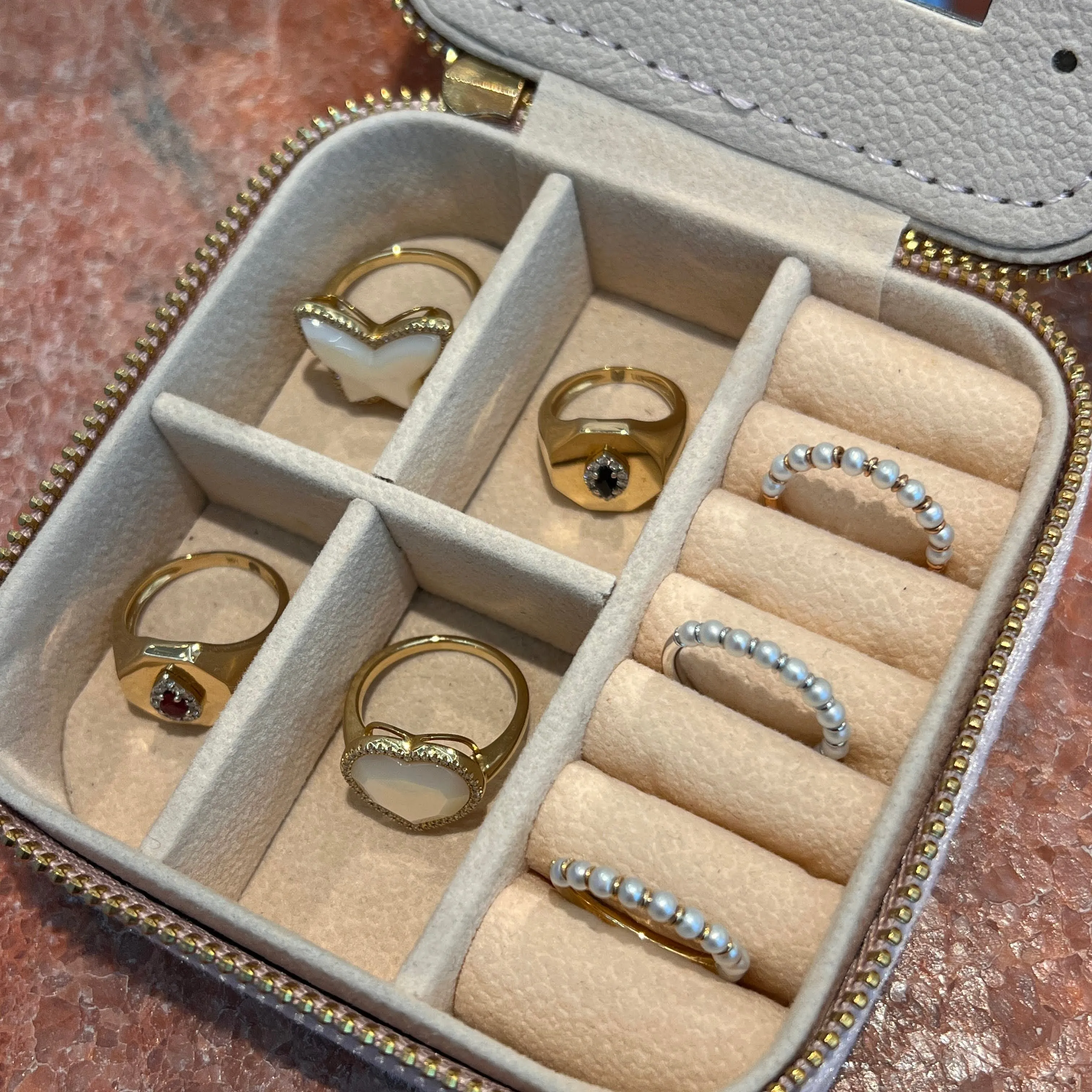 Half Pearl Strand Gold Ring