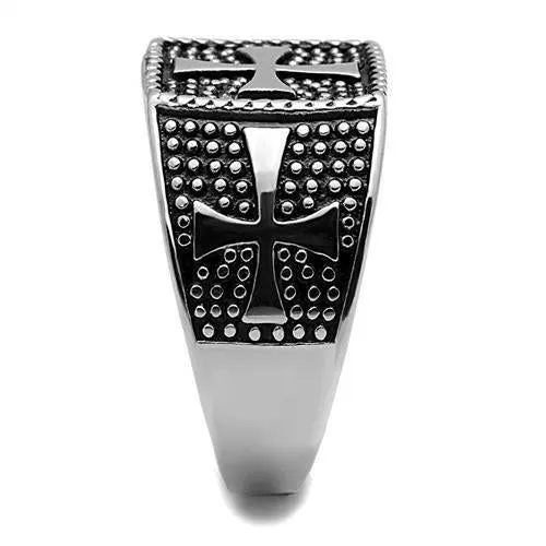High polished (no plating) Stainless Steel Ring with Epoxy in Jet for Women Style TK3045