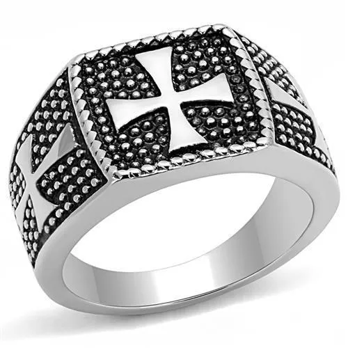 High polished (no plating) Stainless Steel Ring with Epoxy in Jet for Women Style TK3045