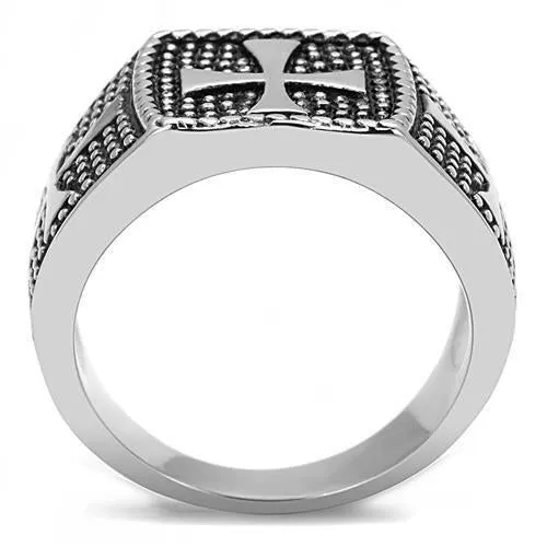 High polished (no plating) Stainless Steel Ring with Epoxy in Jet for Women Style TK3045