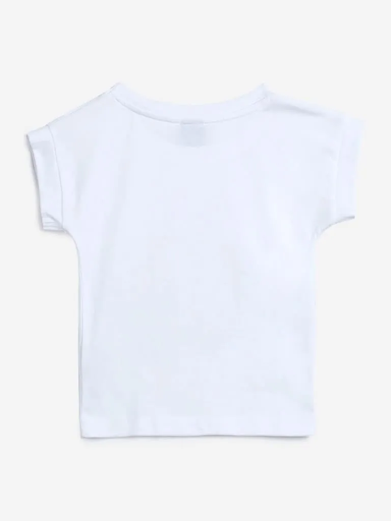 HOP Kids White Sequinned T-Shirt