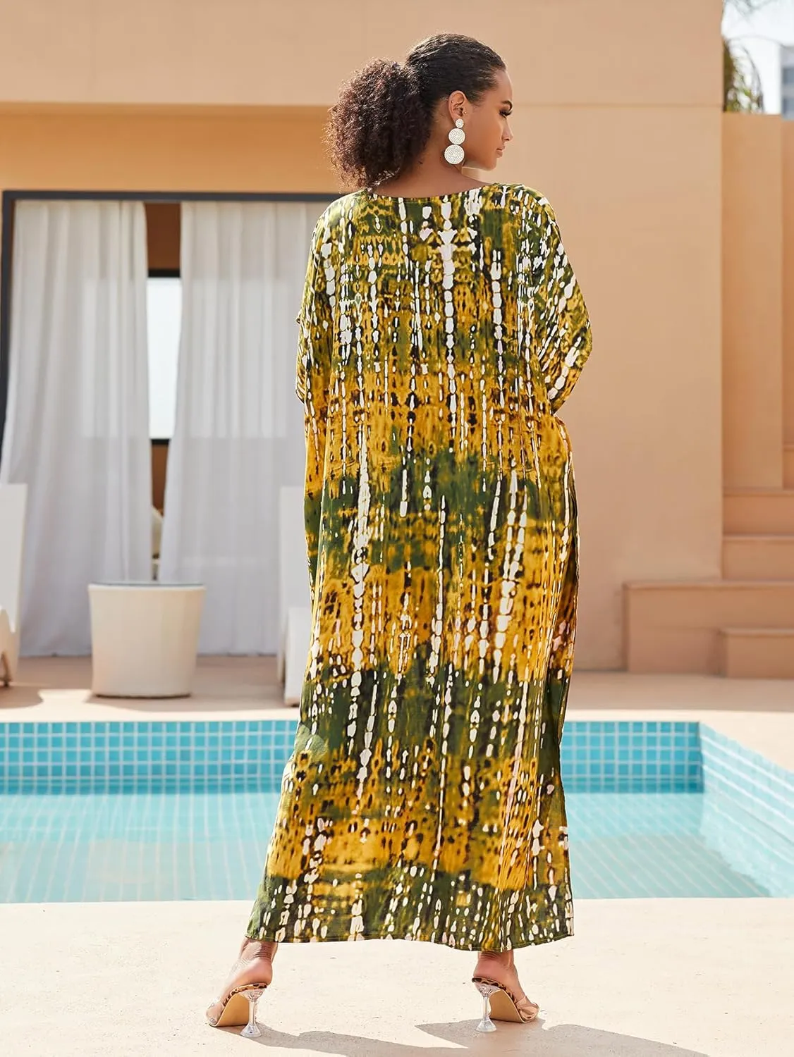 Kaftan for Women Plus Size Bathing Suit Cover up Batwing Dress Loose fit Moroccan Caftan mumu Dresses for Women