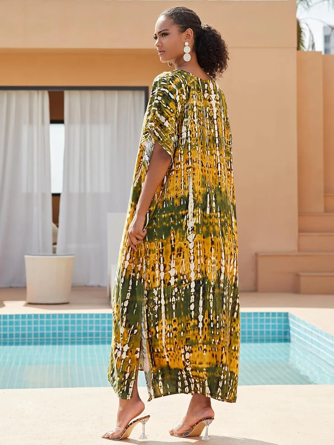 Kaftan for Women Plus Size Bathing Suit Cover up Batwing Dress Loose fit Moroccan Caftan mumu Dresses for Women