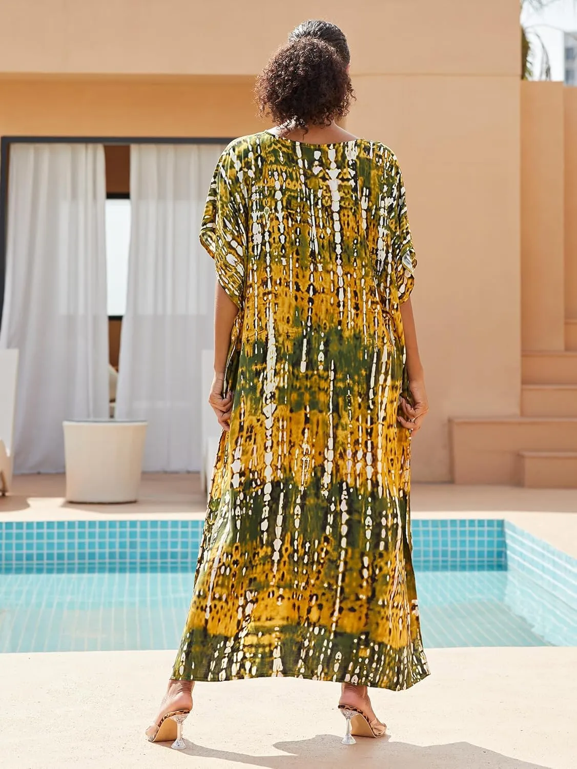 Kaftan for Women Plus Size Bathing Suit Cover up Batwing Dress Loose fit Moroccan Caftan mumu Dresses for Women