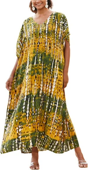 Kaftan for Women Plus Size Bathing Suit Cover up Batwing Dress Loose fit Moroccan Caftan mumu Dresses for Women
