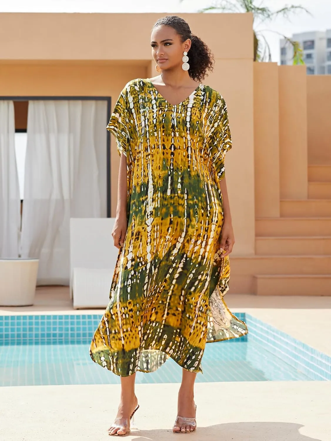 Kaftan for Women Plus Size Bathing Suit Cover up Batwing Dress Loose fit Moroccan Caftan mumu Dresses for Women
