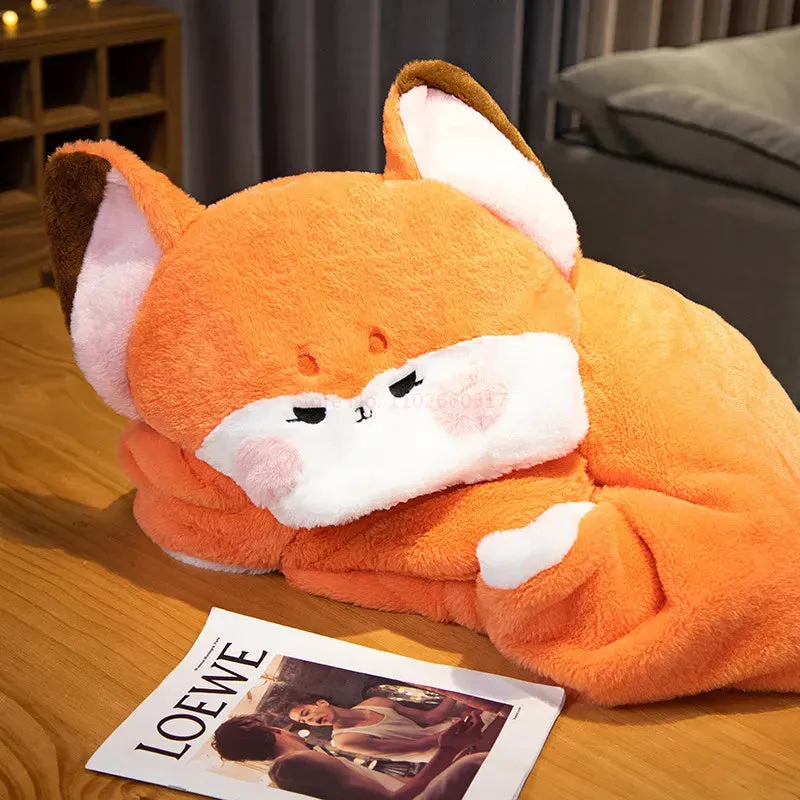 Kawaii Fox Plush Hoodie Blanket Robe