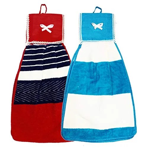 Kuber Industries Hanging Cotton 2 Pieces Cotton Washbasin Napkin/Hand Towel for Kitchen and Bathroom (Multi)