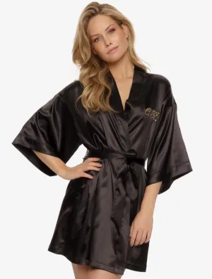 Ladies Solid Black Customized Robe