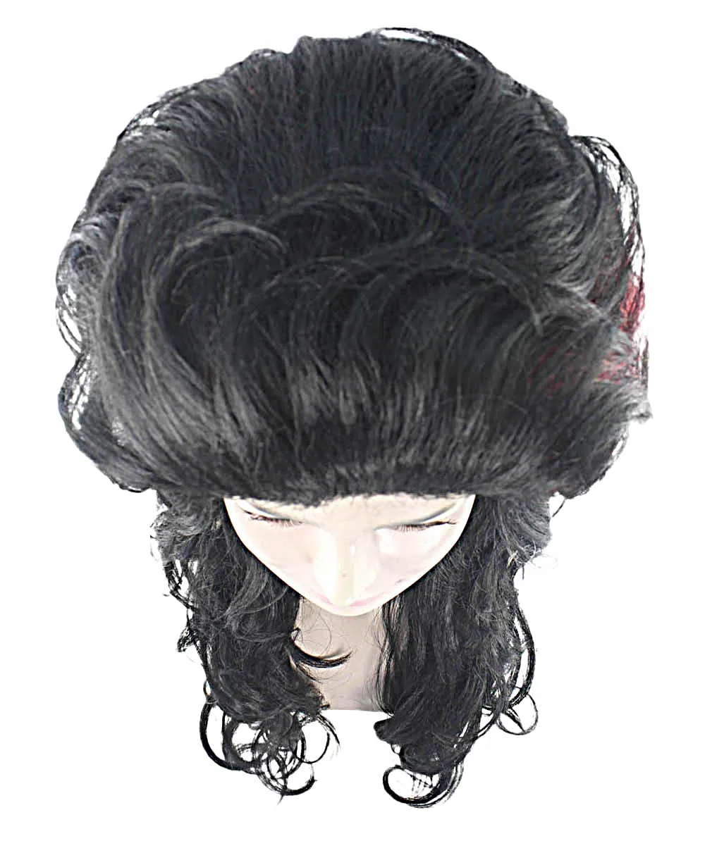 Ladies Wig | Black Curly Layered Womens Wig with Red Touch | Premium Breathable Capless Cap