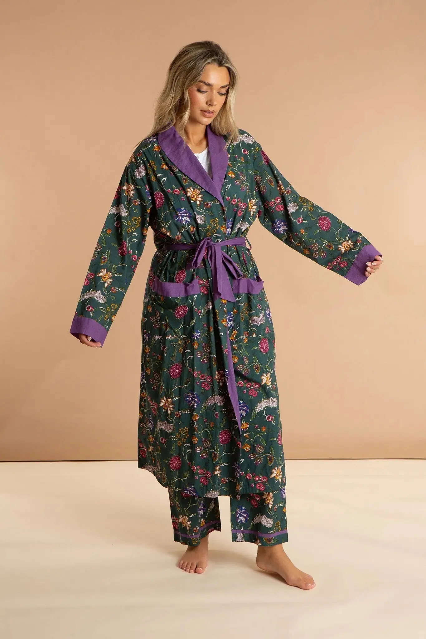 Lavender Fields Women's Floral Cotton Robe