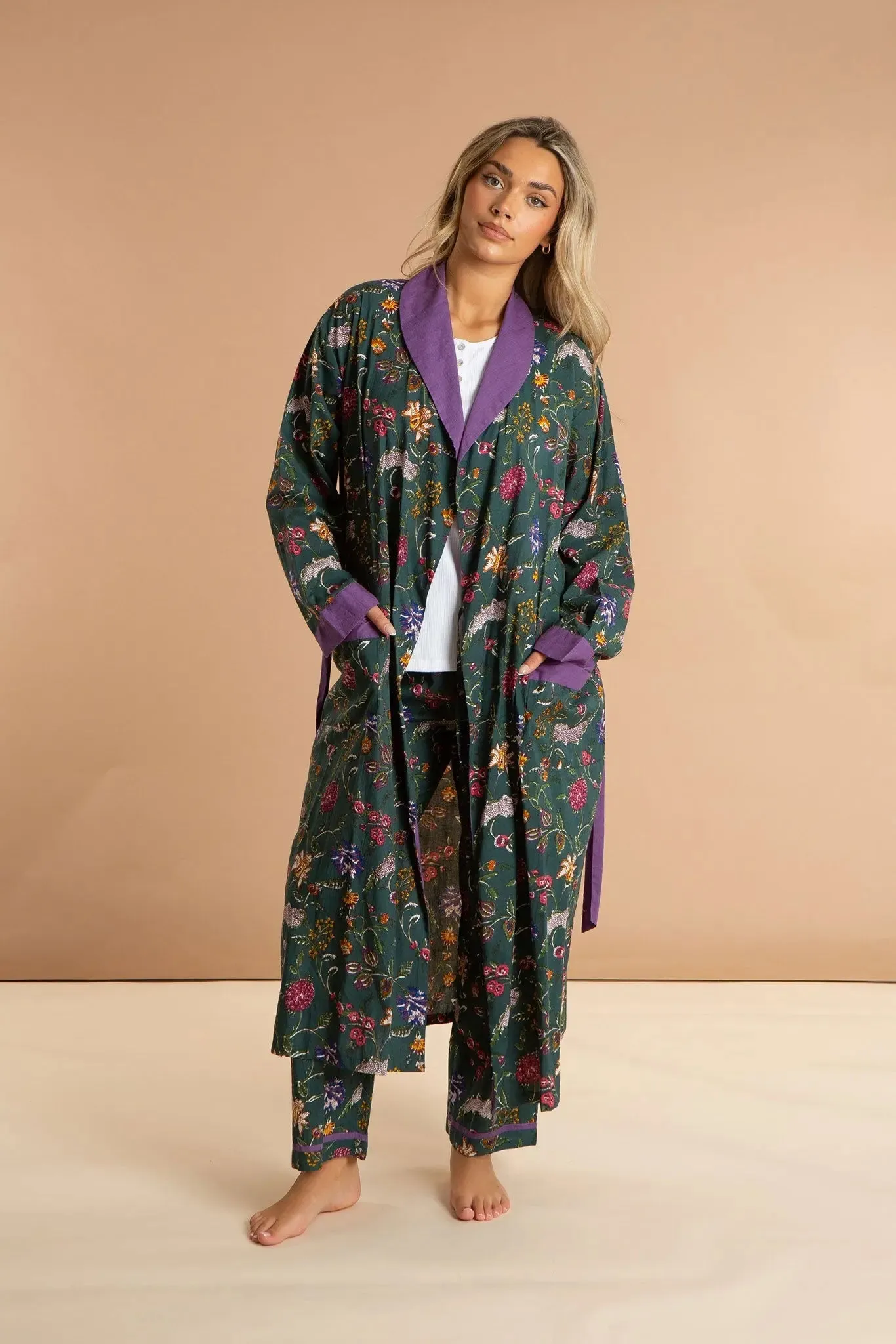 Lavender Fields Women's Floral Cotton Robe