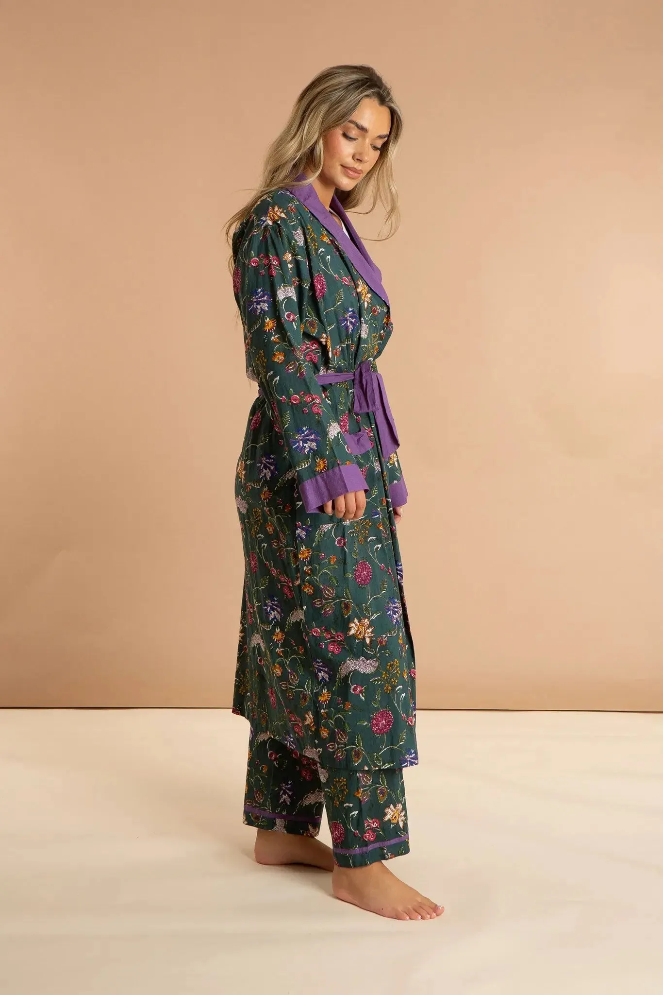Lavender Fields Women's Floral Cotton Robe