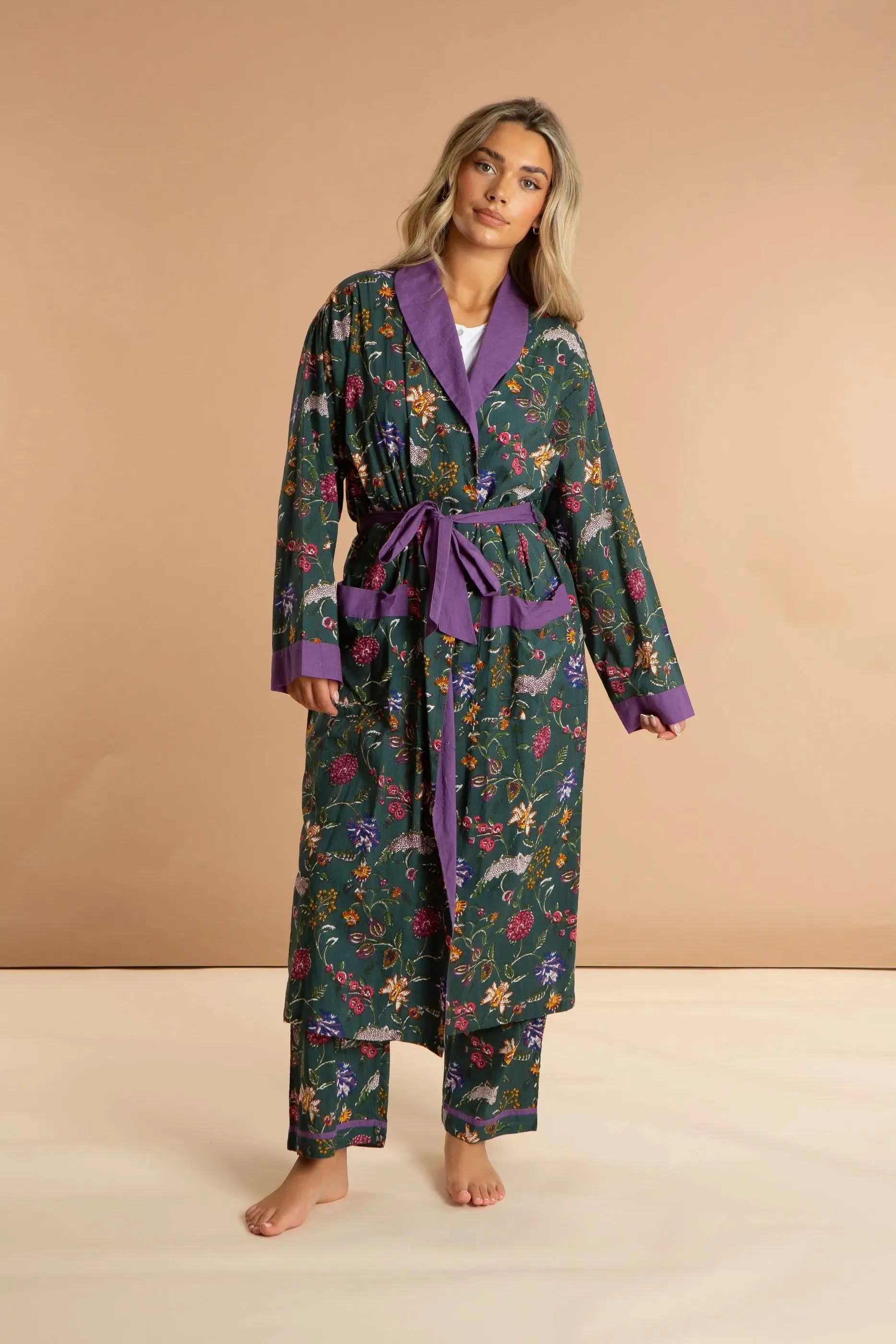 Lavender Fields Women's Floral Cotton Robe