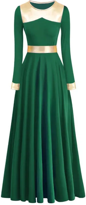 Long Sleeve Praise Dance Dress for Women Metallic Liturgical Worship Dance Costumes Lyrical Costume Church Robe