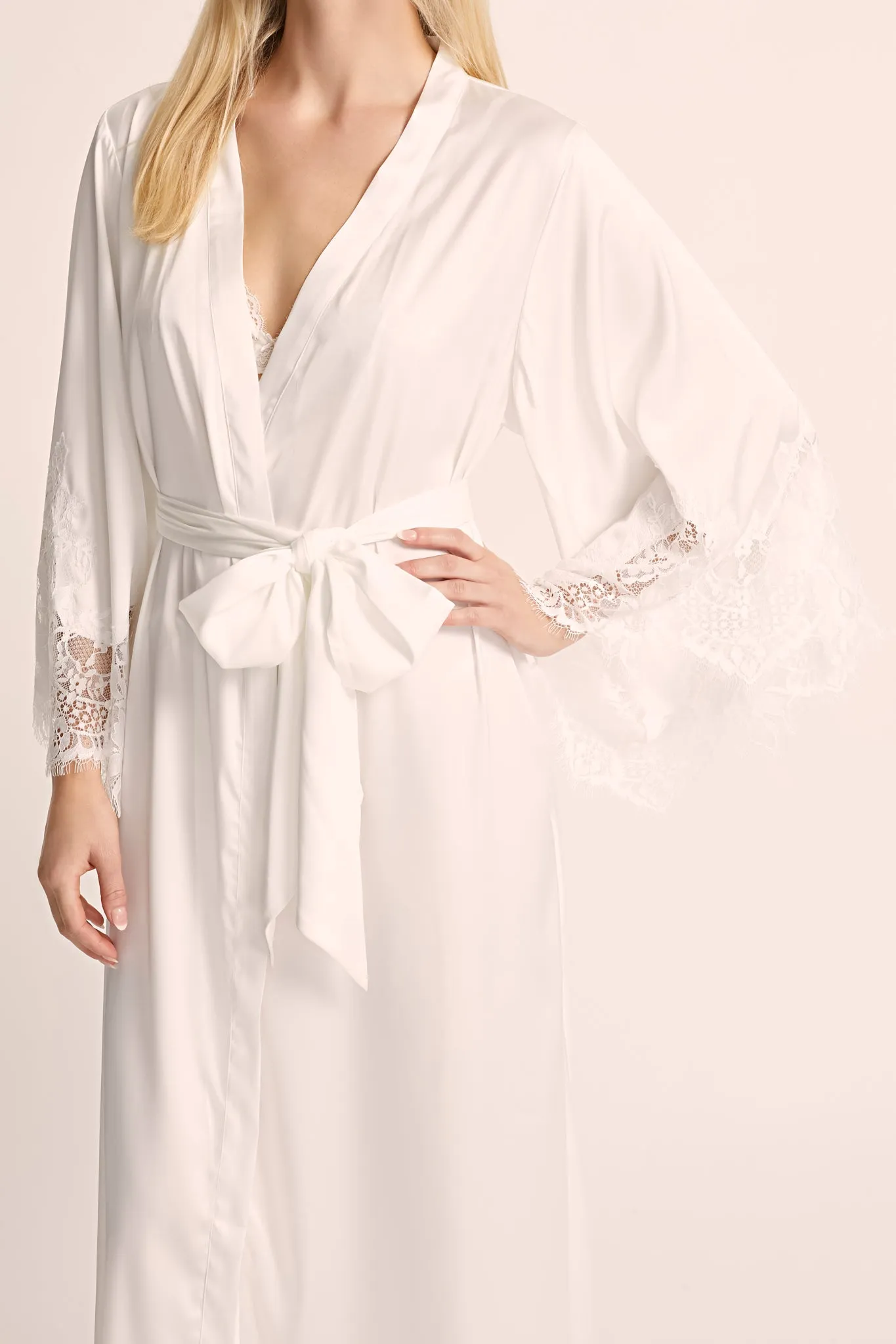 Margo Long Lace Robe - White