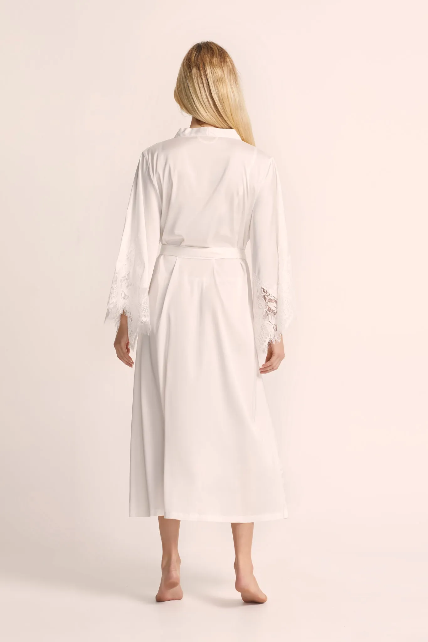 Margo Long Lace Robe - White