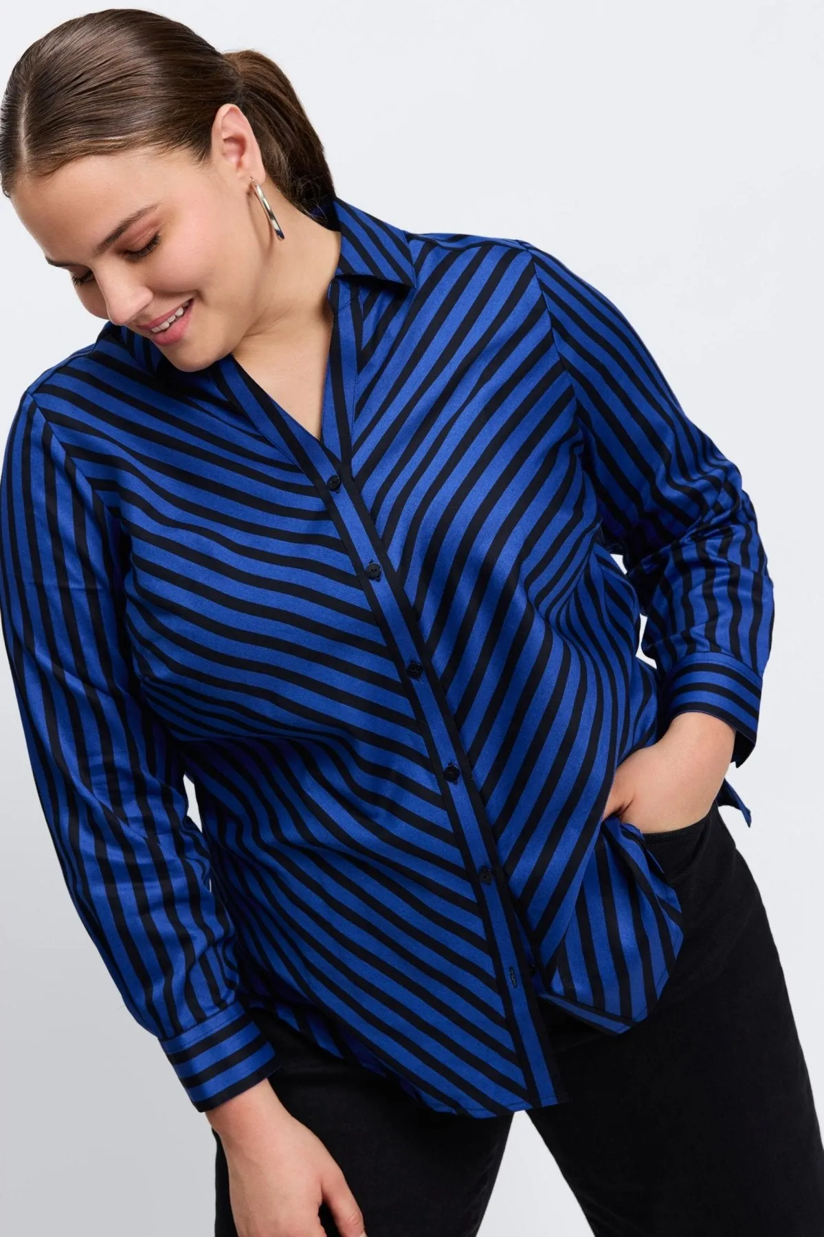Mary Plus No Iron Stripe & Gingham Shirt
