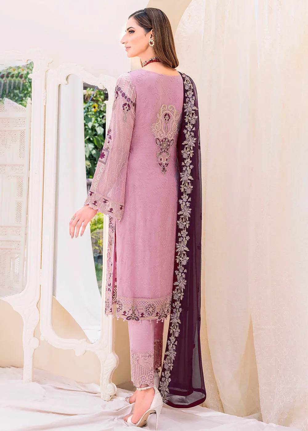 Mauve Embroidered Suit - Ramsha Chiffon Vol 23 - #F-2312
