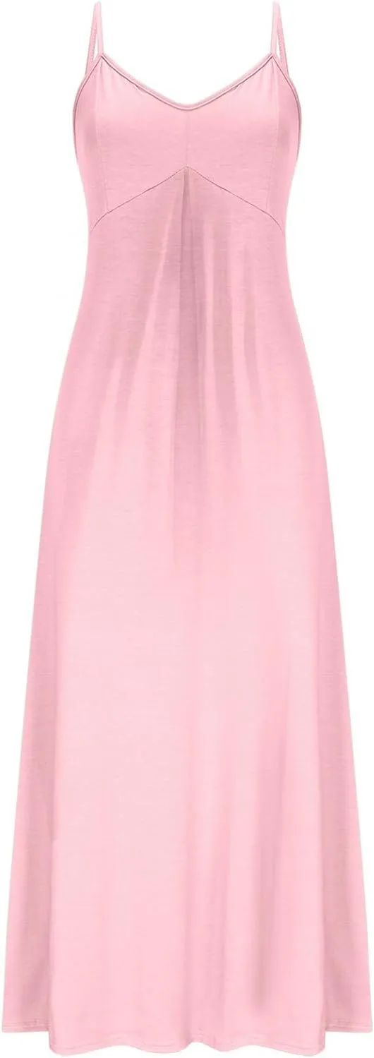 Maxi Dress for Women 2025 Casual Adjustable Spaghetti Strap Summer Long Dresses Flowy Wrap V Neck Beach Vacation Sundress