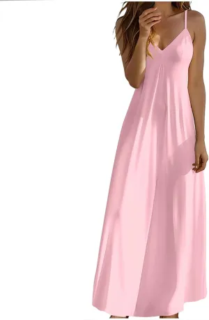 Maxi Dress for Women 2025 Casual Adjustable Spaghetti Strap Summer Long Dresses Flowy Wrap V Neck Beach Vacation Sundress