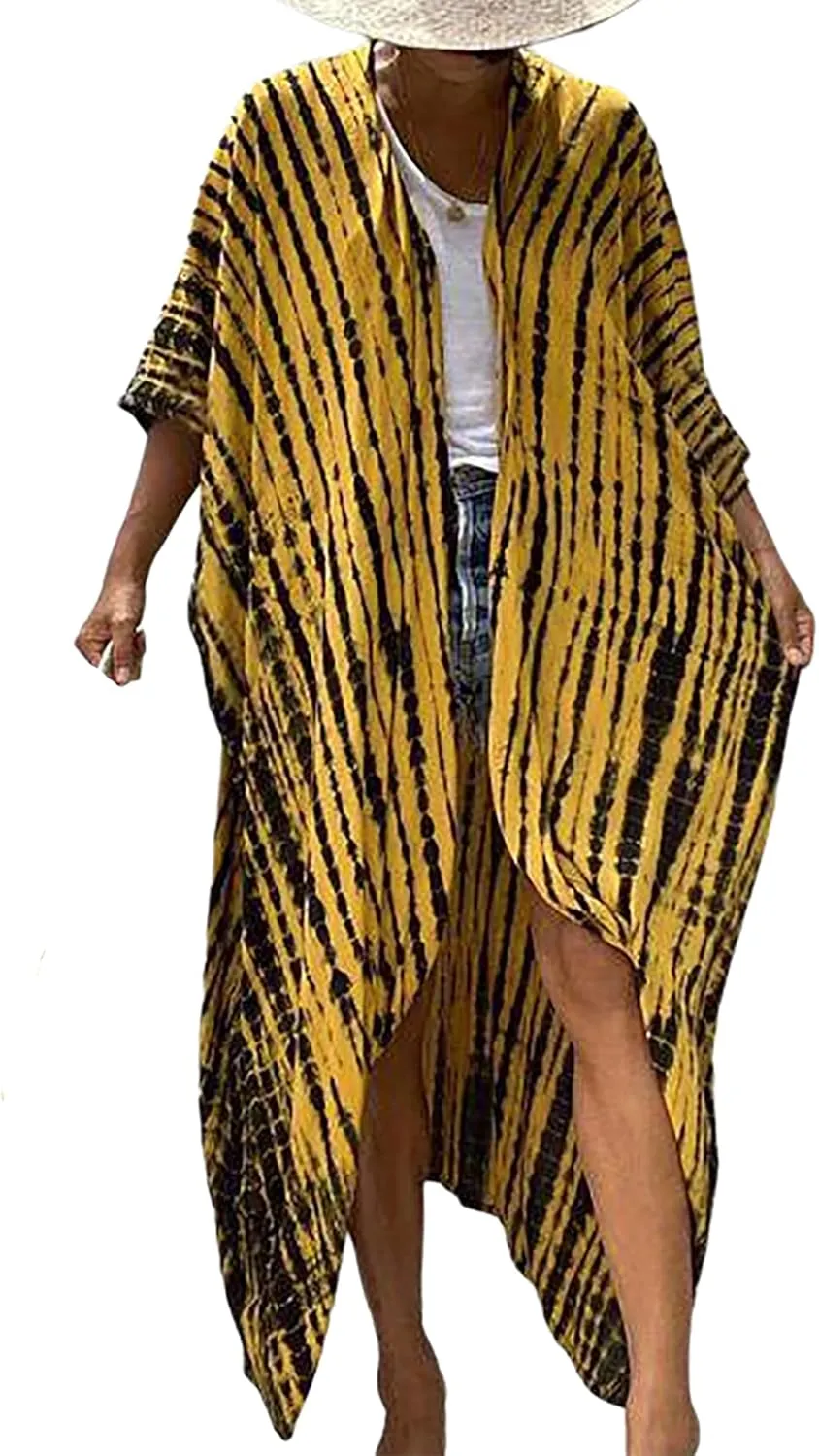 MEILING Women's Bikini Bathing Suit Cover Up Swimwear Open Front Kimono Jacket Cardigan Long Robe Dress