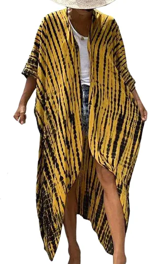 MEILING Women's Bikini Bathing Suit Cover Up Swimwear Open Front Kimono Jacket Cardigan Long Robe Dress