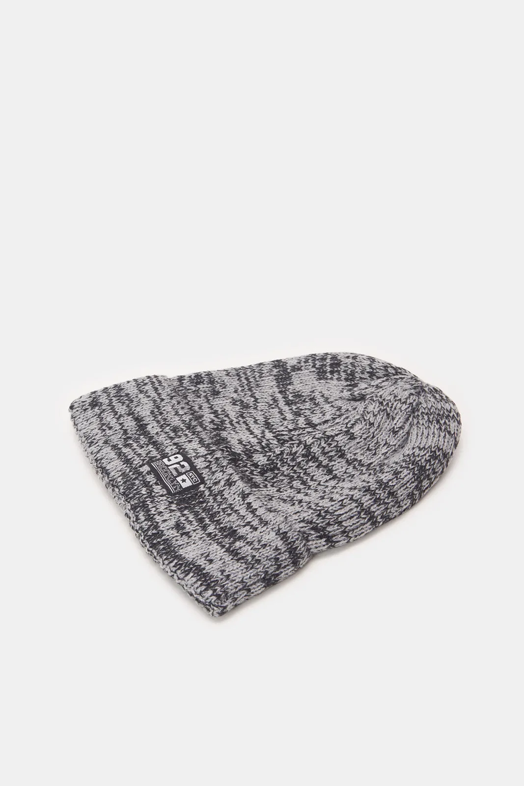 Men Grey Printed Knitted Cap