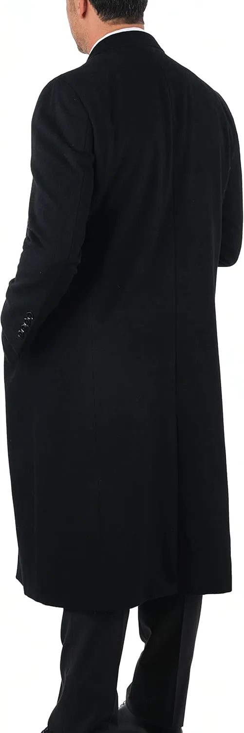 Men's Wool Cashmere Single Breasted Full Length Overcoat Top Coat
