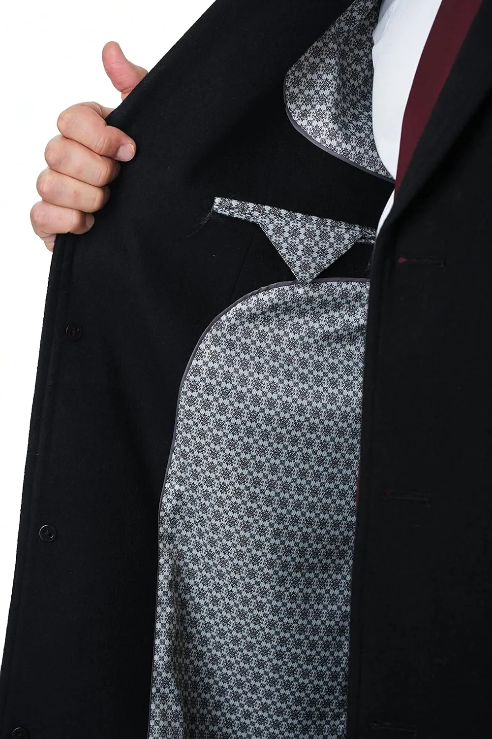 Men's Wool Cashmere Single Breasted Full Length Overcoat Top Coat