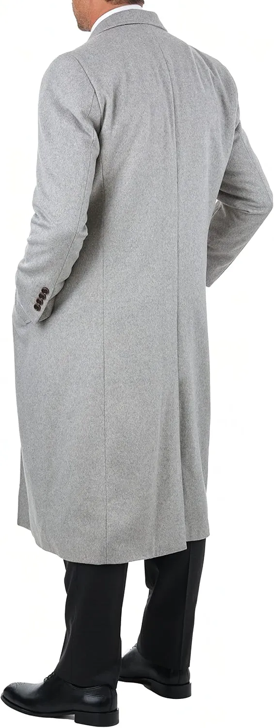 Men's Wool Cashmere Single Breasted Full Length Overcoat Top Coat