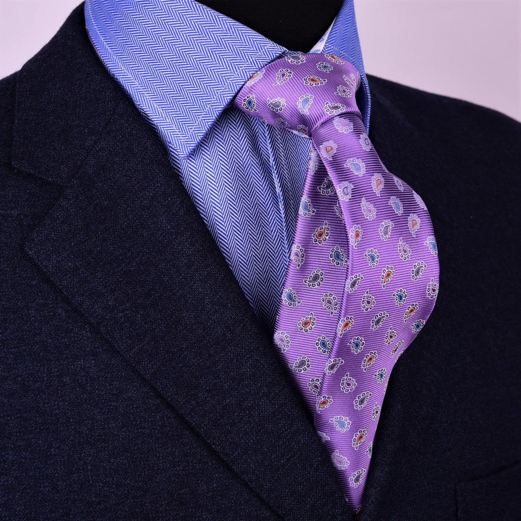 Multi-Coloured Designer Floral Paisley Purple Luxury Woven Tie 3"
