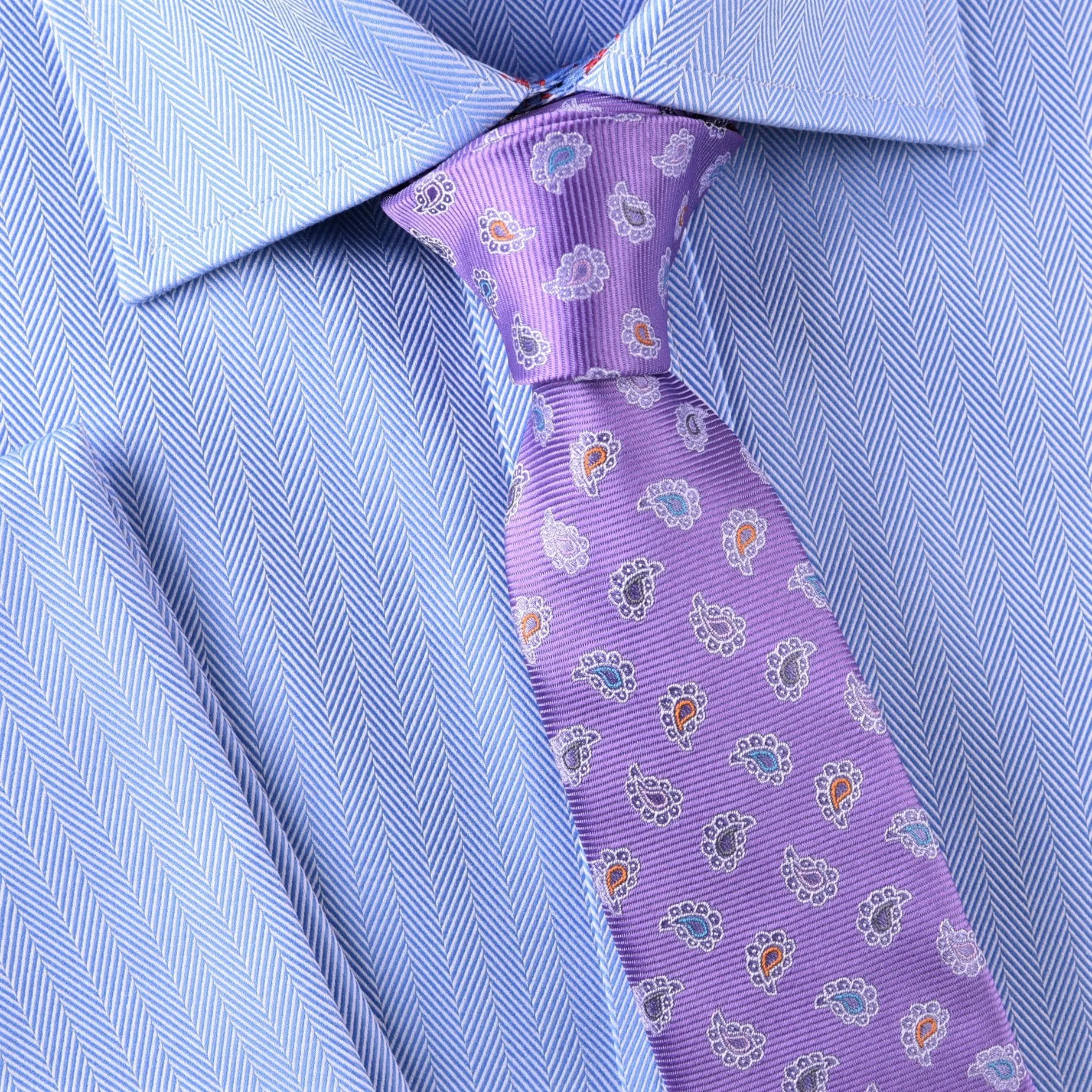 Multi-Coloured Designer Floral Paisley Purple Luxury Woven Tie 3"