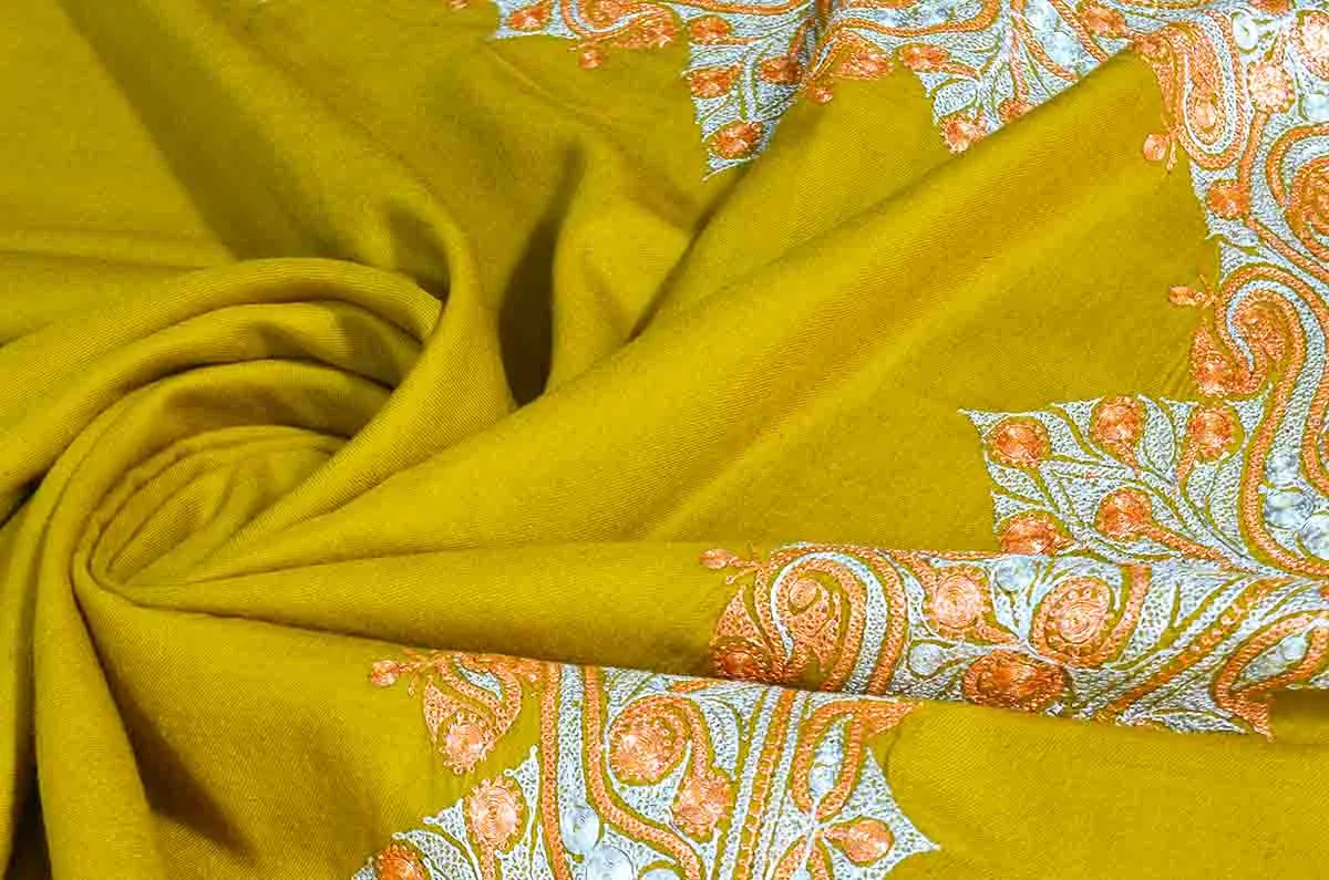 mustard tilla shawl  - 5021