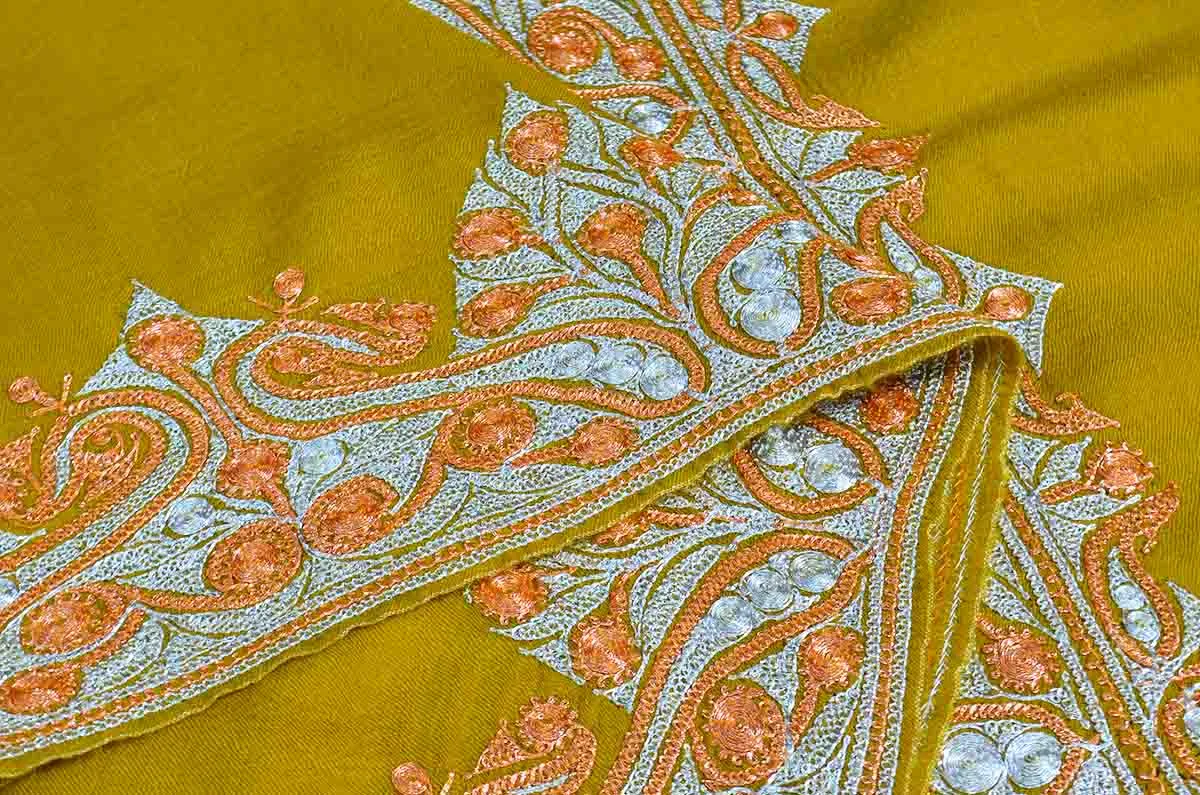 mustard tilla shawl  - 5021