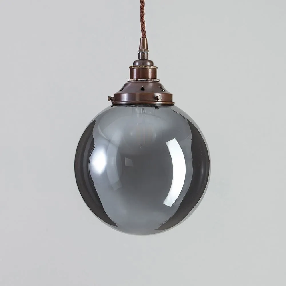 Old School Electric Globe blown glass pendant light - smoked