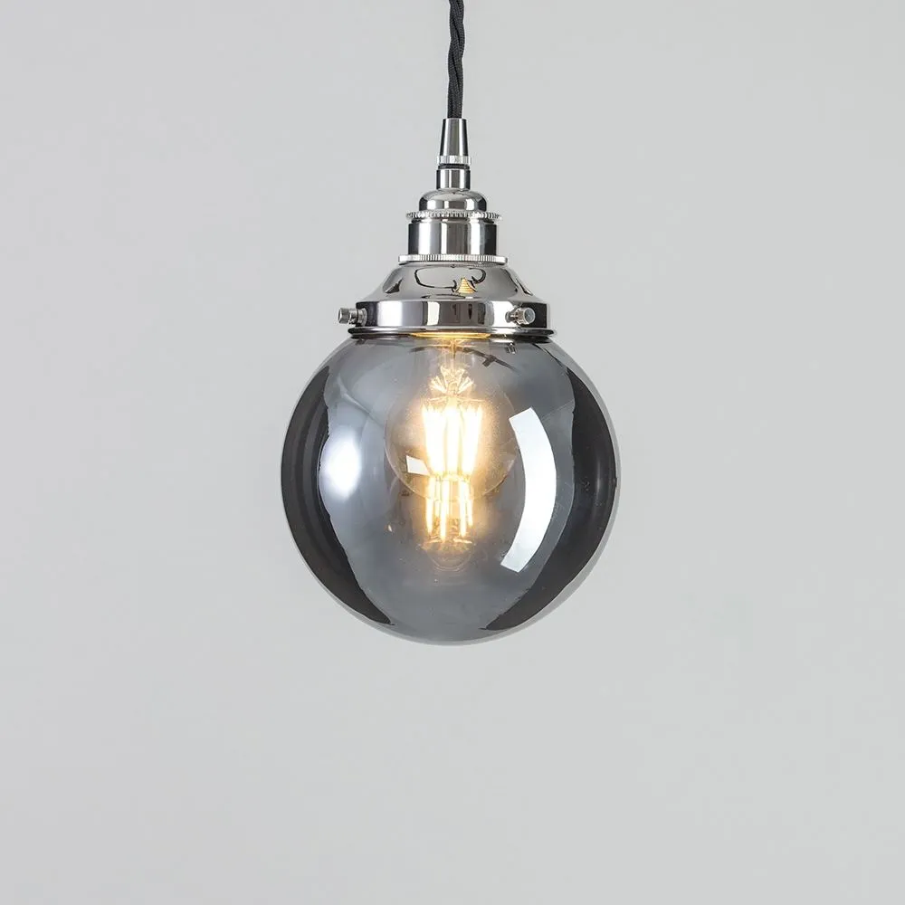 Old School Electric Globe blown glass pendant light - smoked