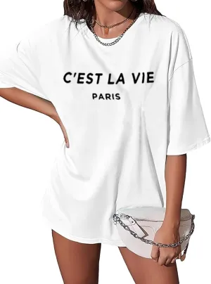 Oversized T Shirts for Women Short Sleeve Summer Loose Vintage Graphic Tees